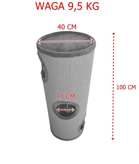 Drapak/Tuba/ Wieża/ Legowisko dla Kota 100cm Siwy Drapak/Tuba/ Wieża/ Legowisko dla Kota 100cm Siwy