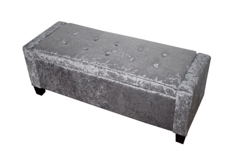 Sofa mała szara błyszcząca pufa GREY CRUSHED VELWET Sofa mała szara błyszcząca pufa GREY CRUSHED VELWET