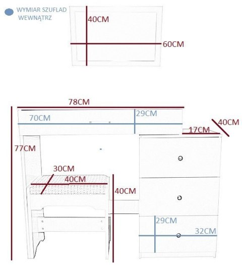 Toaletka kosmetyczna minimalistyczna biała Lustro Toaletka kosmetyczna minimalistyczna biała Lustro
