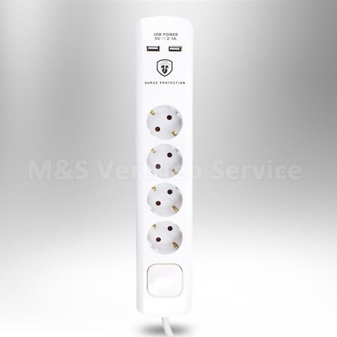 Przedłużacz 4 gniazda + 2 x USB Przedłużacz 4 gniazda + 2 x USB