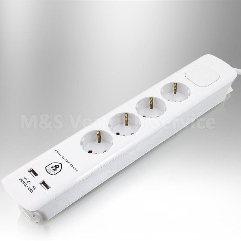 Przedłużacz 4 gniazda + 2 x USB Przedłużacz 4 gniazda + 2 x USB