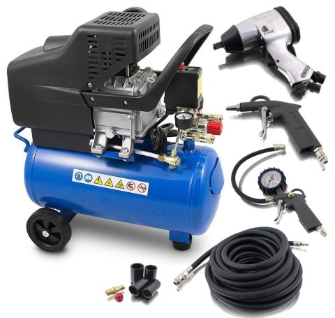 ZESTAW Sprężarka 24L 1500W 8 Bar +Akcesoria 8 elementów ZESTAW Sprężarka 24L 1500W 8 Bar +Akcesoria 8 elementów