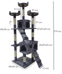 Drapak drzewko Legowisko Wieża dla Kota 170cm Jasnoszary w łapki