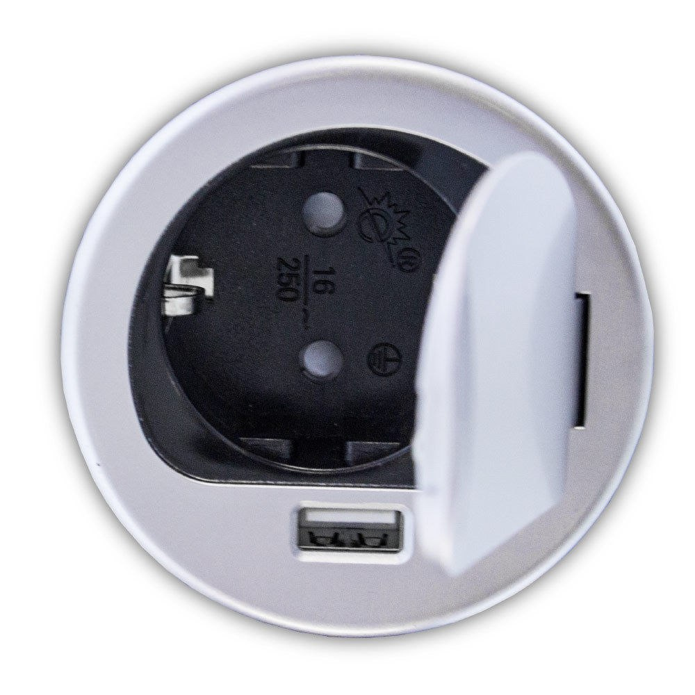 GNIAZDO CHOWANE WPUSZCZANE W BLAT OKRĄGŁE Z USB GNIAZDO CHOWANE WPUSZCZANE W BLAT OKRĄGŁE Z USB