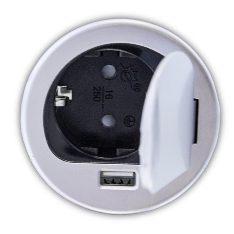 GNIAZDO CHOWANE WPUSZCZANE W BLAT OKRĄGŁE Z USB GNIAZDO CHOWANE WPUSZCZANE W BLAT OKRĄGŁE Z USB