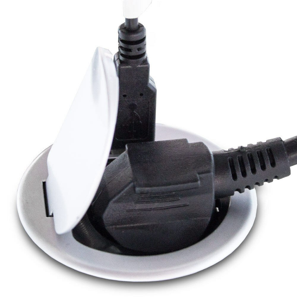GNIAZDO CHOWANE WPUSZCZANE W BLAT OKRĄGŁE Z USB GNIAZDO CHOWANE WPUSZCZANE W BLAT OKRĄGŁE Z USB