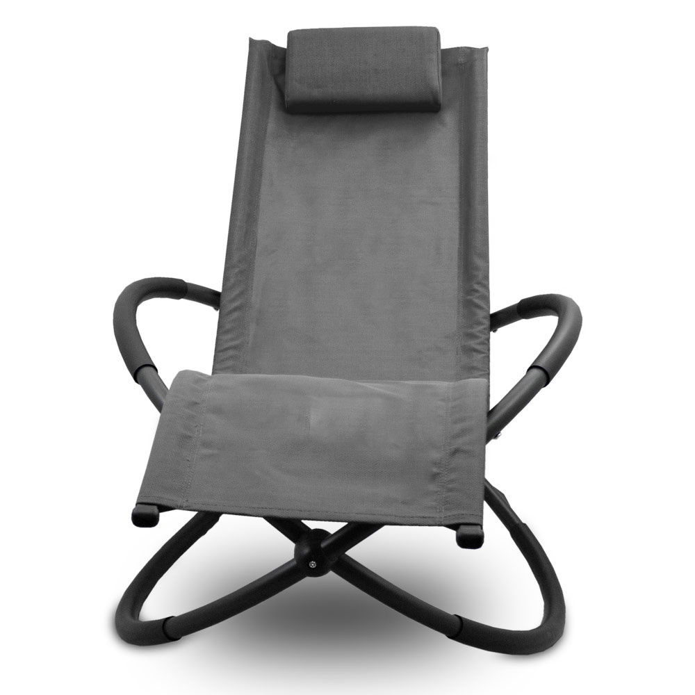 Relaksacyjny leżak fotel ogrodowy bujany Czarny
