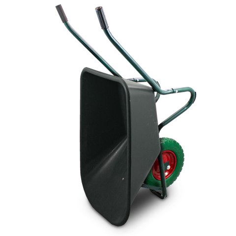Taczka ogrodowa 100L 250kg misa PVC zielone koło PU Taczka ogrodowa 100L 250kg misa PVC zielone koło PU