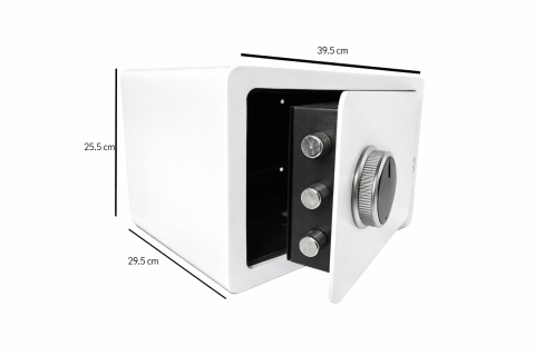 Biały sejf biurowy na kod i klucz odcisk palca