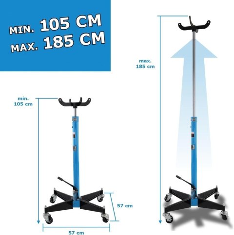 Hydrauliczny podnośnik do skrzyń biegów do 500kg niebieski