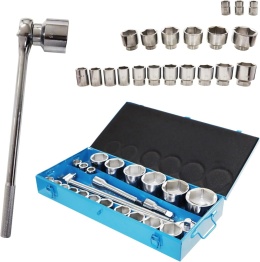 Klucze nasadowe z grzechotką 19-70mm 25 elementów