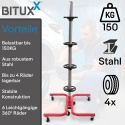 Stalowy stojak na 4 koła opony do 150kg 245mm Czerwony