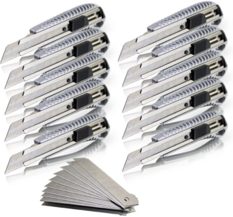 25szt. Nożyk Do Tapet 18mm Aluminiowy Łamane Ostrze