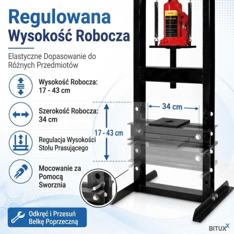 Prasa hydrauliczna warsztatowa / podnośnikowa 6000 kg (6 T), czarna, BITUXX