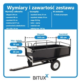 Przyczepka do Traktorka Kosiarki Wywrotka 540kg Bituxx
