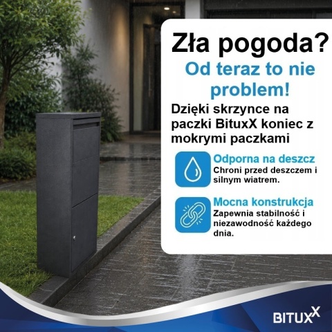 Skrzynka na paczki XL z klapą zabezpieczającą na klucz BITUXX