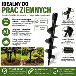 Świder do ziemi / sadzenia / ślimakowy do urządzenia wiertniczego 100x400 mm