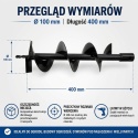 Świder do ziemi / sadzenia / ślimakowy do urządzenia wiertniczego 100x400 mm