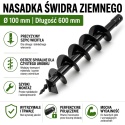 Świder do ziemi / świder ogrodowy / świder ślimakowy do urządzenia wiertniczego 100x600 mm