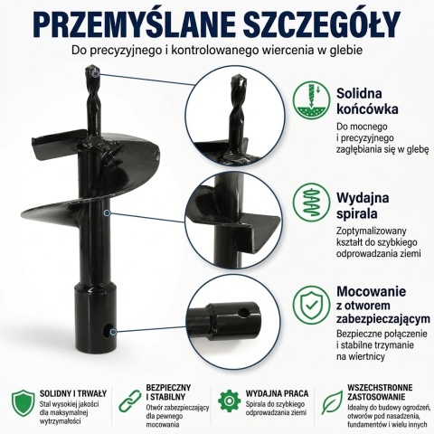 Świder ziemny/sadzenia/ślimakowy do wiertnicy glebowej 100x200 mm BITUXX