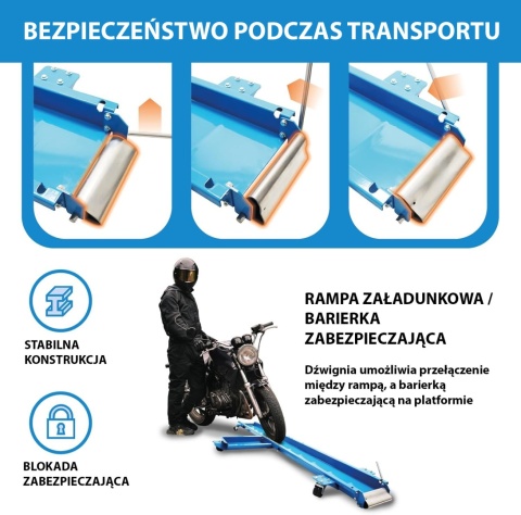 Wózek manewrowy szyna do motocykla 567 kg czarny